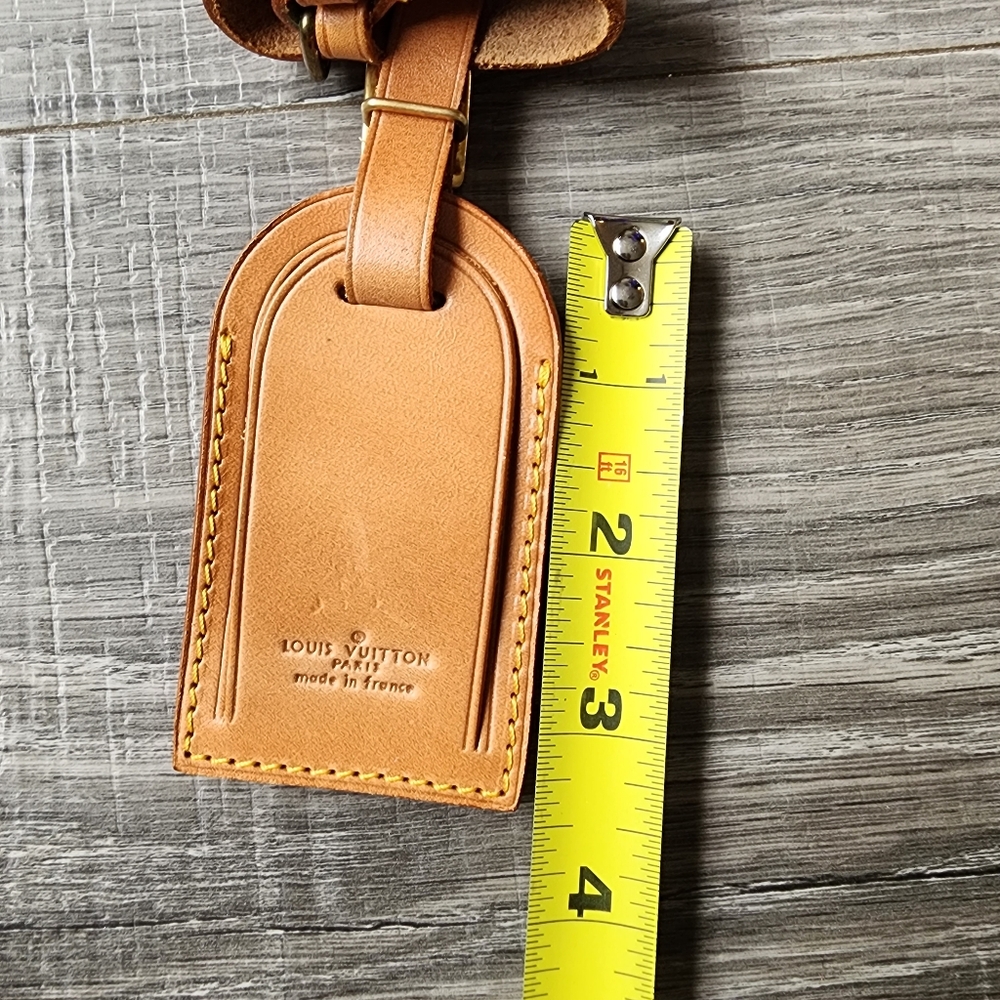 Authentic Louis Vuitton Tan Leather Travel Luggage Tag & Poignet - Picture 14 of 16